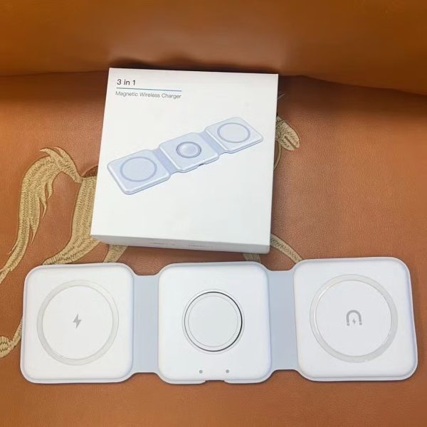 15W 3-in-1 Magnetic Wireless Charging Stand – Fast Induction Charger for Phone, Earbuds & Smartwatch