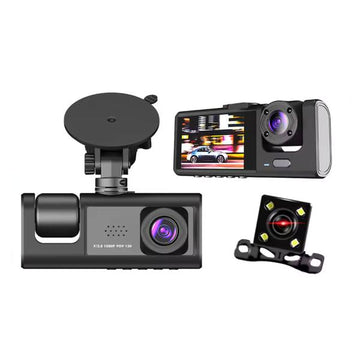 Y16 3-Channel Dash Cam – Full HD 1080P Front, Rear & Cabin Recording with 170° Ultra-Wide-Angle Lens