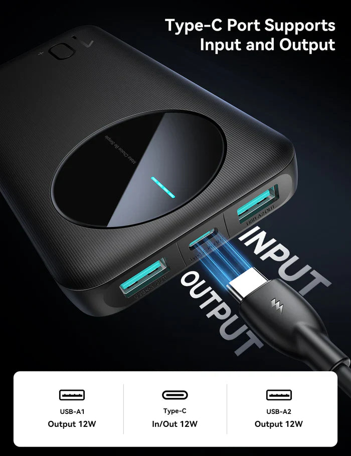 JOYROOM JR-PBF12 10000mAh LED Display Power Bank – 2.4A Fast Charging