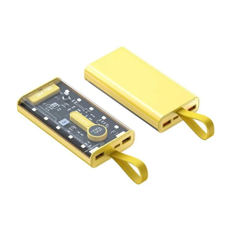 20000mah 66W Transparent Power Bank Portable Fast Charging PD 22W External Battery Charger Powerbank For Iphone Xiaomi