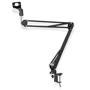 SYGA 35 Metal Cantilever Microphone Desktop Stand – Universal Adjustable Mic Arm (Black)