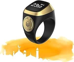 Smart Zikr Ring – Digital Tasbeeh Counter with Prayer Reminders & Qibla Direction | Islamic Gift – Random Color