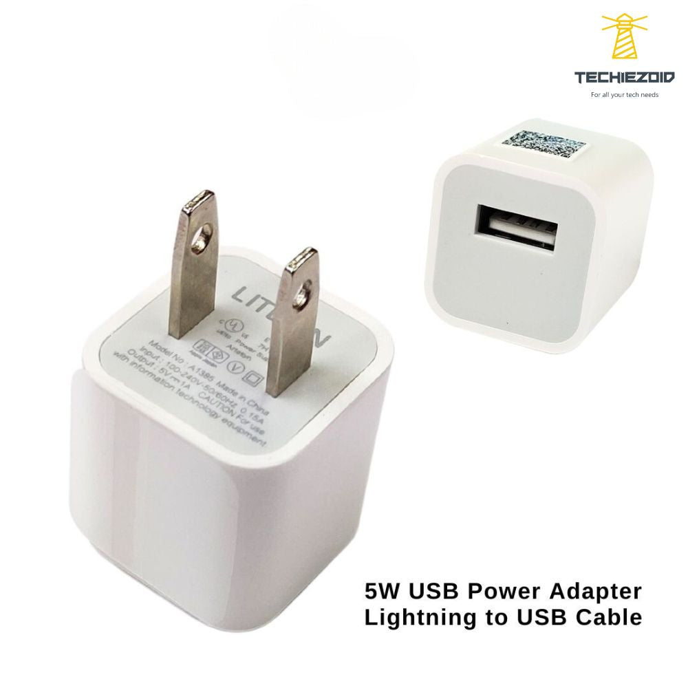 iPhone 5W USB Power Adapter with Lightning to USB Cable – US Plug