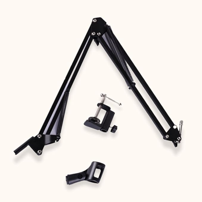 SYGA 35 Metal Cantilever Microphone Desktop Stand – Universal Adjustable Mic Arm (Black)