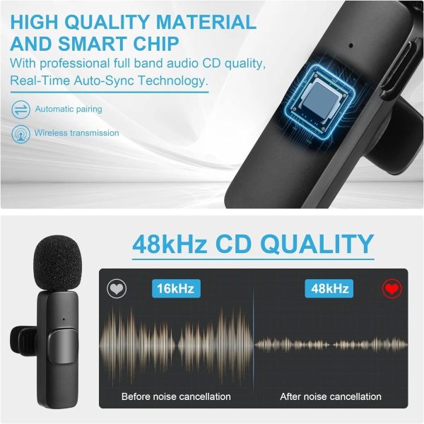 Wireless Mic K9 Dual Microphone Mic Plug & Play Usb Type C Plug Wireless Lavalier Microphone