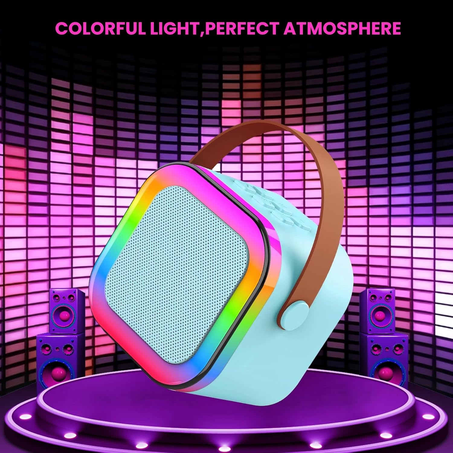 Mini Bluetooth Karaoke Speaker with RGB Lights & Rechargeable Battery | Portable Loud Speaker for Kids & Family Fun – No Microphone Included