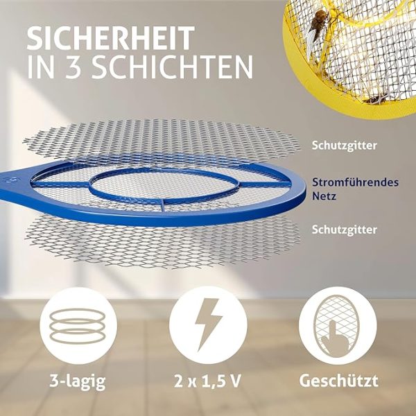 Electric Mosquito Killer Racket 2 In 1 Led Flash Light (battery Operated) (random Color)