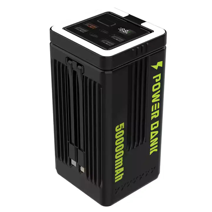 FAXITE Y50 50000mAh Power Bank – 22.5W Fast Charging, LED Light, High-Capacity Portable Charger (Black)