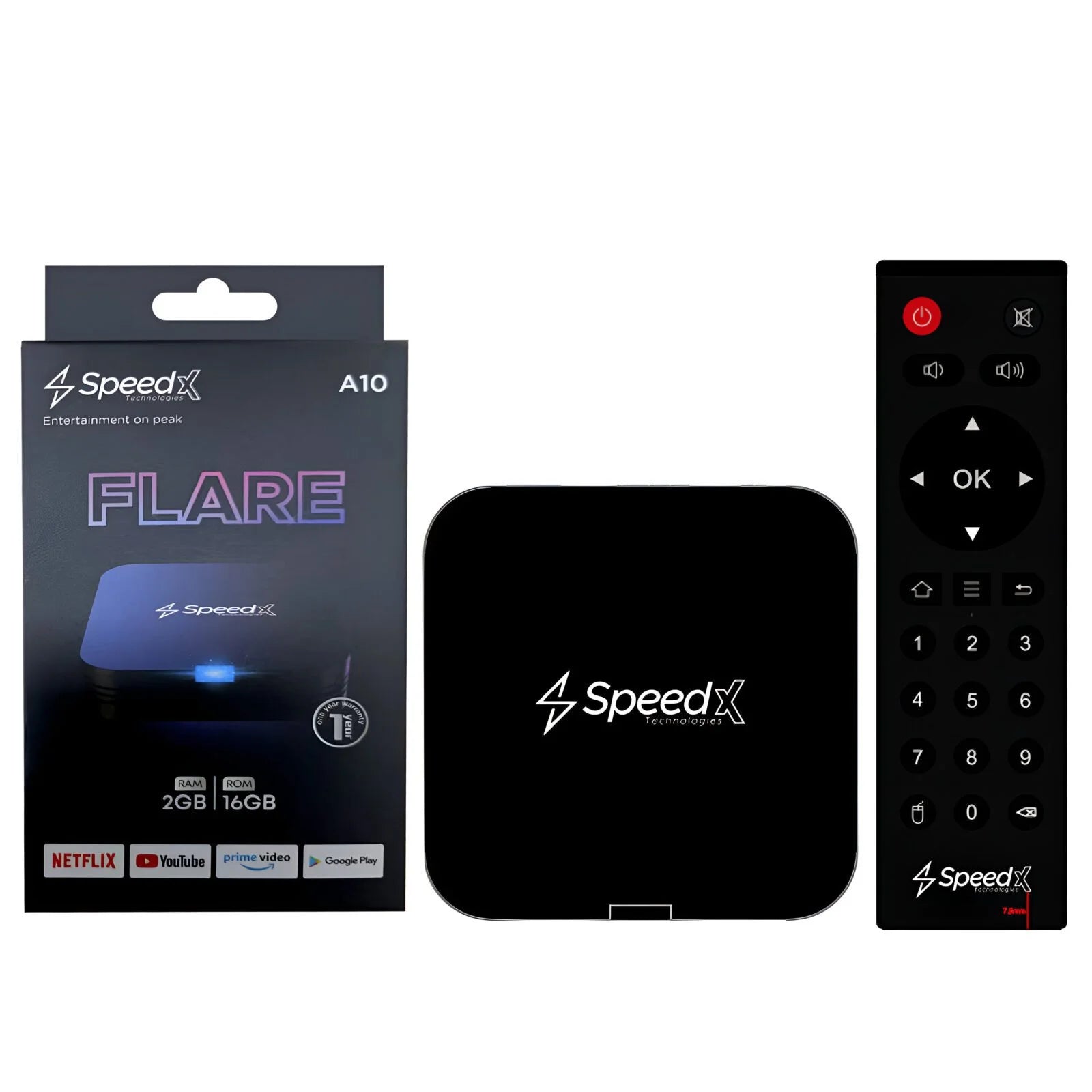 SPEEDX Flare A10 Android 10.0 4K Smart TV Box – Quad-Core ARM Cortex-A53, 2GB RAM + 16GB ROM