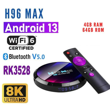 H96 MAX Android 13.0 TV Box for LED/LCD TVs – 4GB RAM + 64GB Storage, Smart Streaming Device