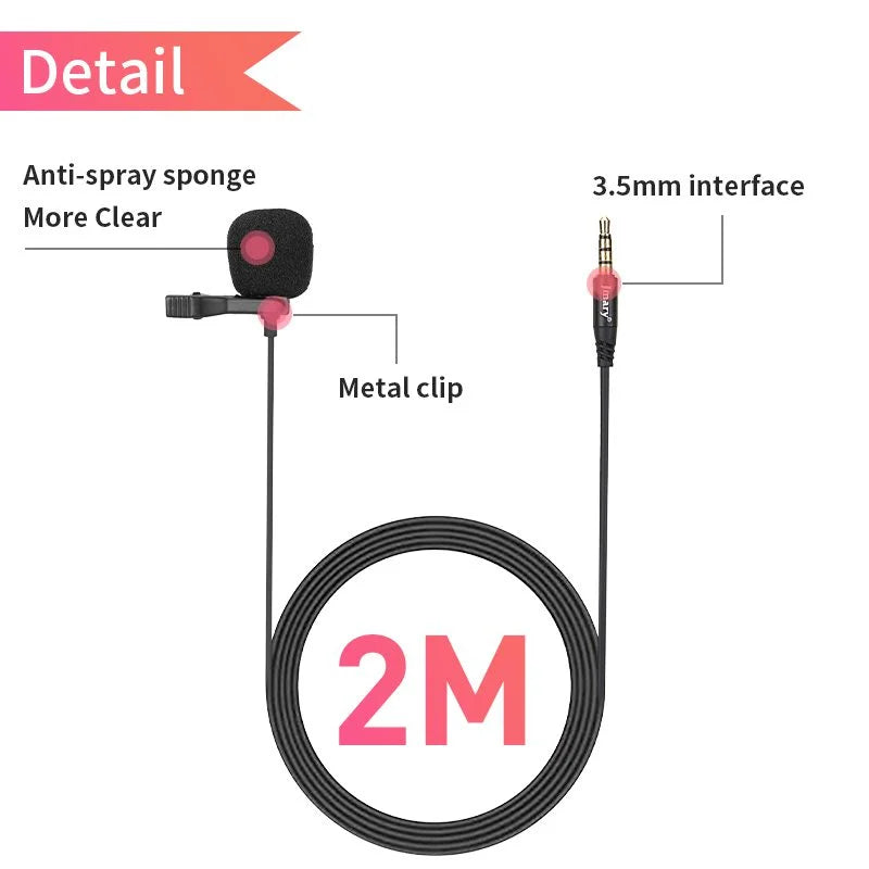 Jmary MC-R1 3.5mm Professional Lavalier Microphone – Clip-On Mic for Clear Audio
