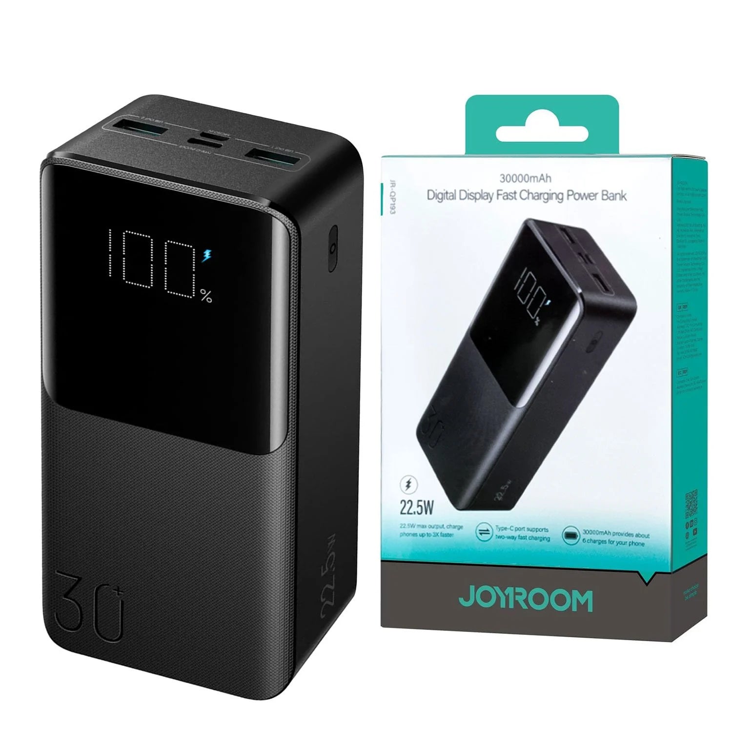 JOYROOM JR-QP193 30000mAh Power Bank – 22.5W Fast Charging, High-Capacity Portable Charger