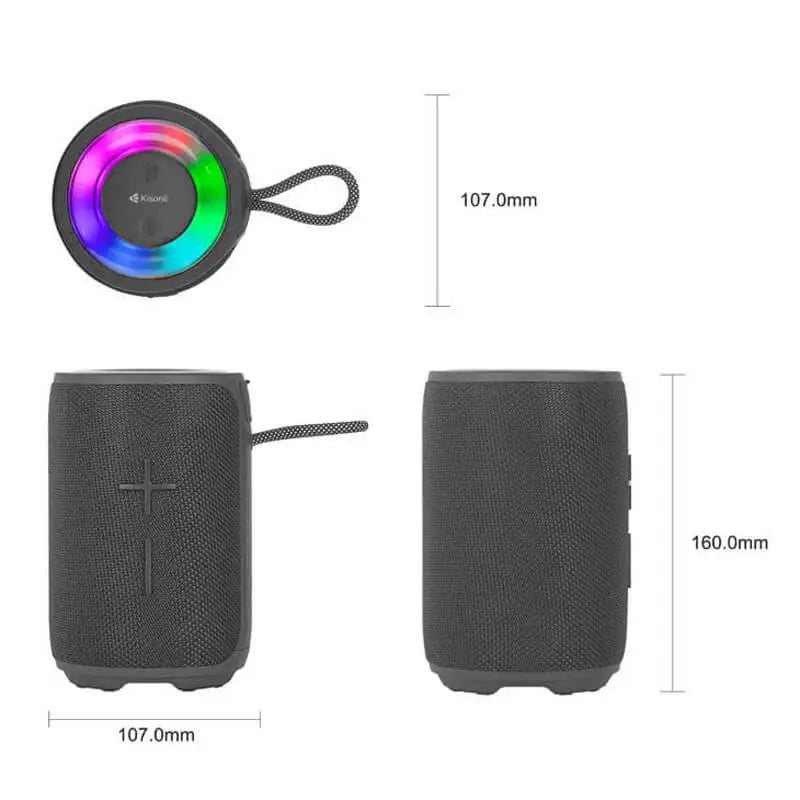 Kisonli Q23 12W Super Bass Wireless Bluetooth Speaker with RGB Lighting