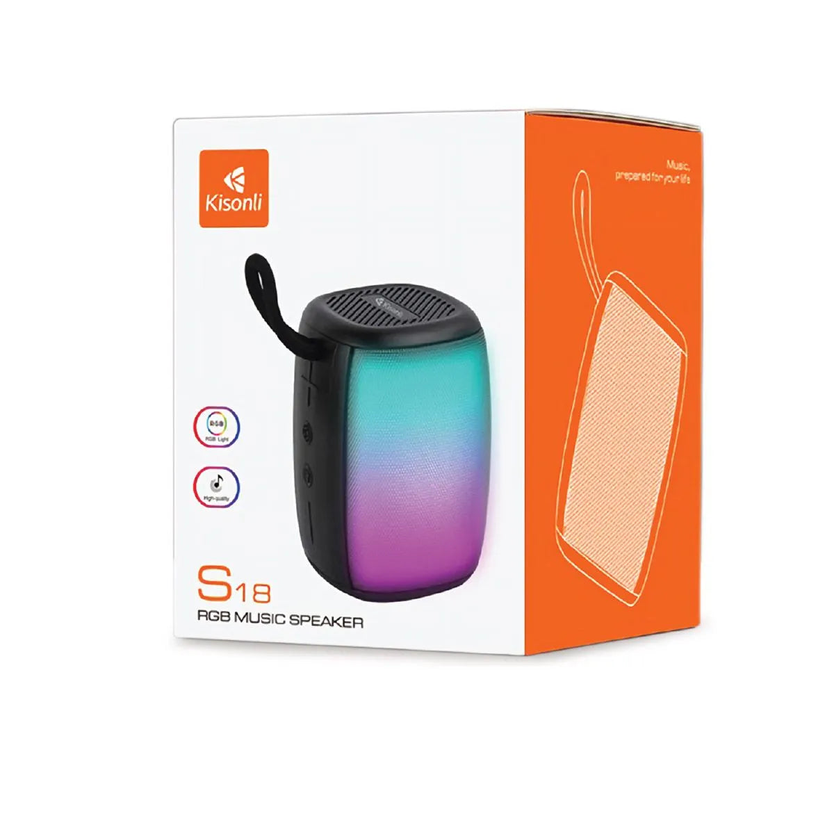 KISONLI S18 RGB Portable Bluetooth Speaker – High-Quality Sound & Colorful LED Lights
