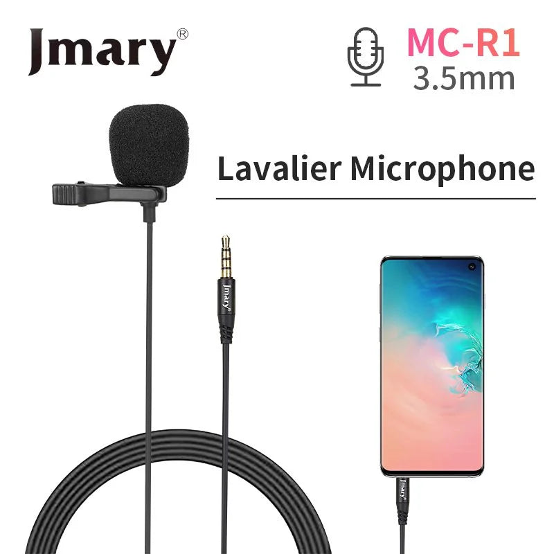 Jmary MC-R1 3.5mm Professional Lavalier Microphone – Clip-On Mic for Clear Audio