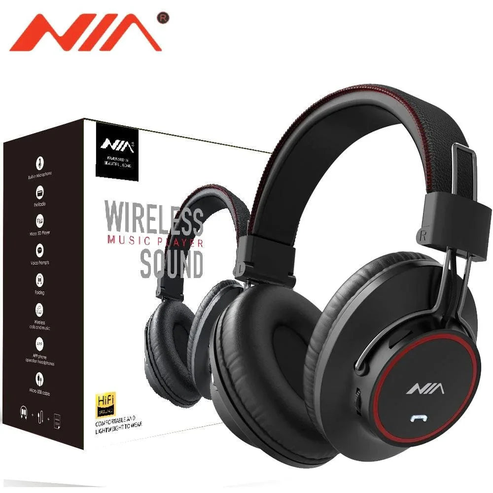 NIA S3000 Wireless Bluetooth Headphones – Over-Ear, Hi-Fi Sound, Built-in Mic, Foldable & Adjustable Design