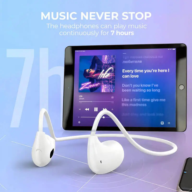 Pro Air Wireless Neckband Earphones – White | Bluetooth Neck Hanging Design