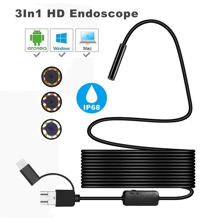 3-in-1 USB Endoscope Camera – 3.5M Waterproof Inspection Cam for Type-C, Micro USB & PC