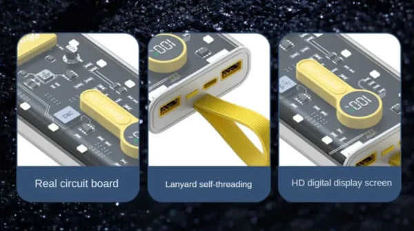 20000mAh Transparent Power Bank – 66W High-Speed Charging with PD 20W