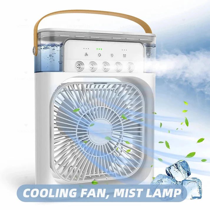 Portable Air Conditioner Fan Usb Electric Fan With Led Night Light, Fine Mist Water, And Humidifier Function | Led Night Light Water Mist – Random Color 10 Inch