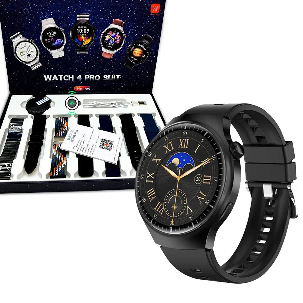 Watch 4 Pro Suit Smartwatch – HD Color Display, Health Monitoring, Custom Dial + 7 Straps – HiWatchPro App Compatible