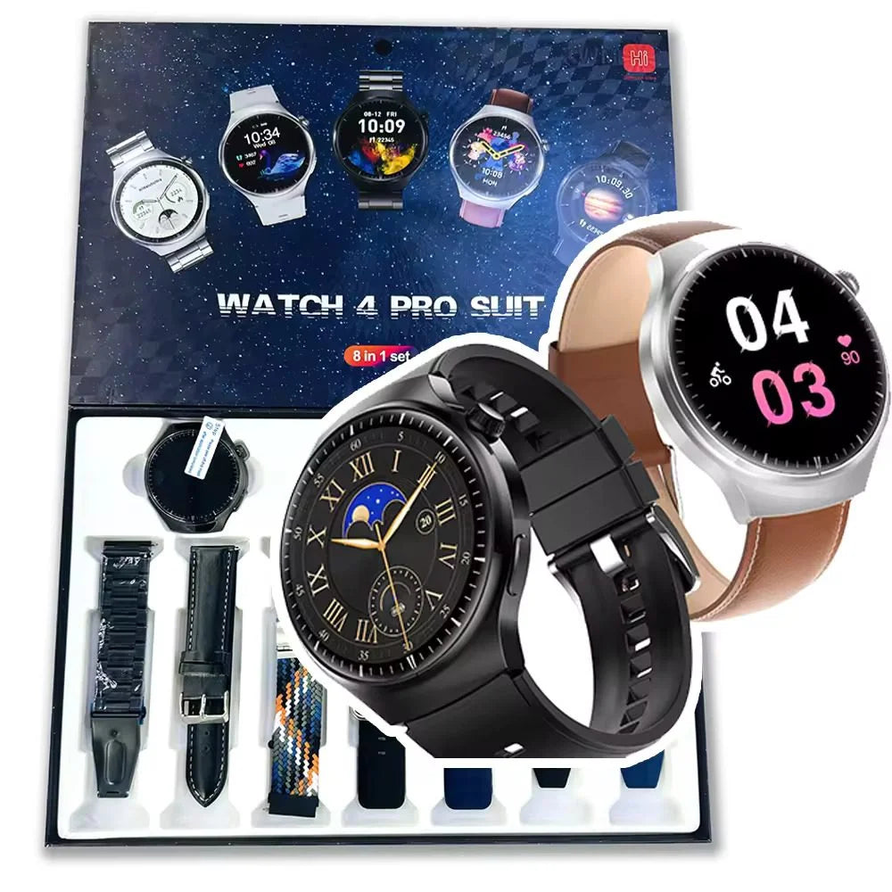 Watch 4 Pro Suit Smartwatch – HD Color Display, Health Monitoring, Custom Dial + 7 Straps – HiWatchPro App Compatible