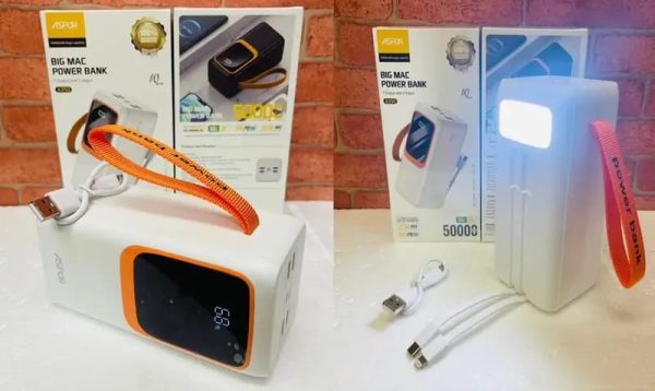 50000mAh High-Capacity Power Bank – Fast Charging with Built-In Flashlight (Random Color)