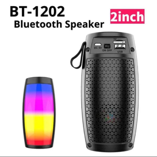 1202 Wireless Bluetooth Speaker with LED Lights | Portable Subwoofer for Home, Car, and Outdoor Use – Deep Bass Sound System & MP3 Playback