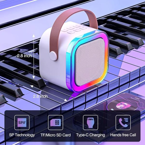 Mini Bluetooth Karaoke Speaker with RGB Lights & Rechargeable Battery | Portable Loud Speaker for Kids & Family Fun – No Microphone Included