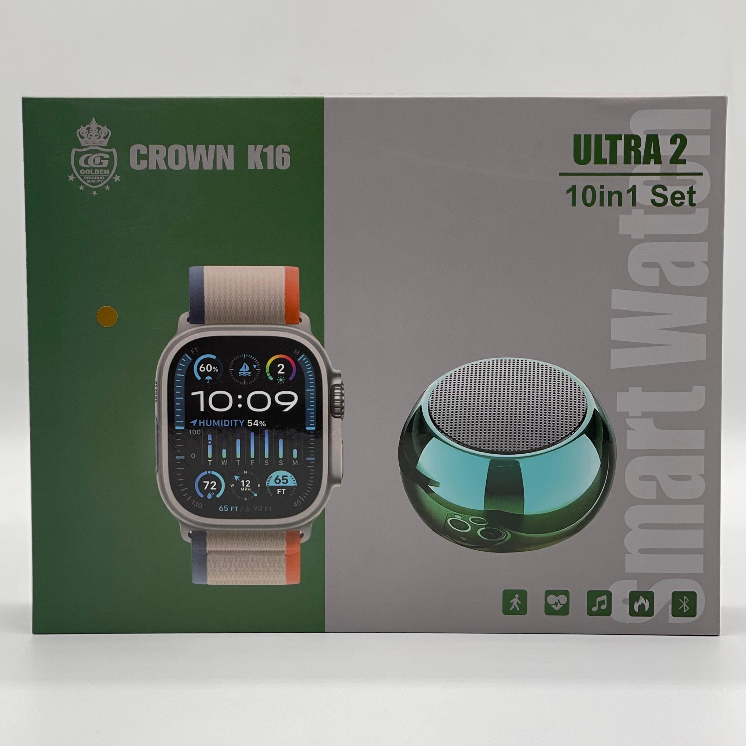 Smartwatch Bundle – Ultra 2 Crown K16 with Free Wireless Headphones & 7 Interchangeable Straps