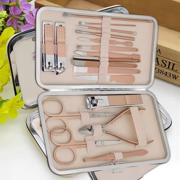 Manicure Set,18 In 1 Professional Women Grooming Kit, Pedicure Kit, Nail Clippers And Beauty Tool Portable Set, Rose Gold Stainless Steel Manicure Set With Luxurious Travel Case(rose Gold) (18pcs)