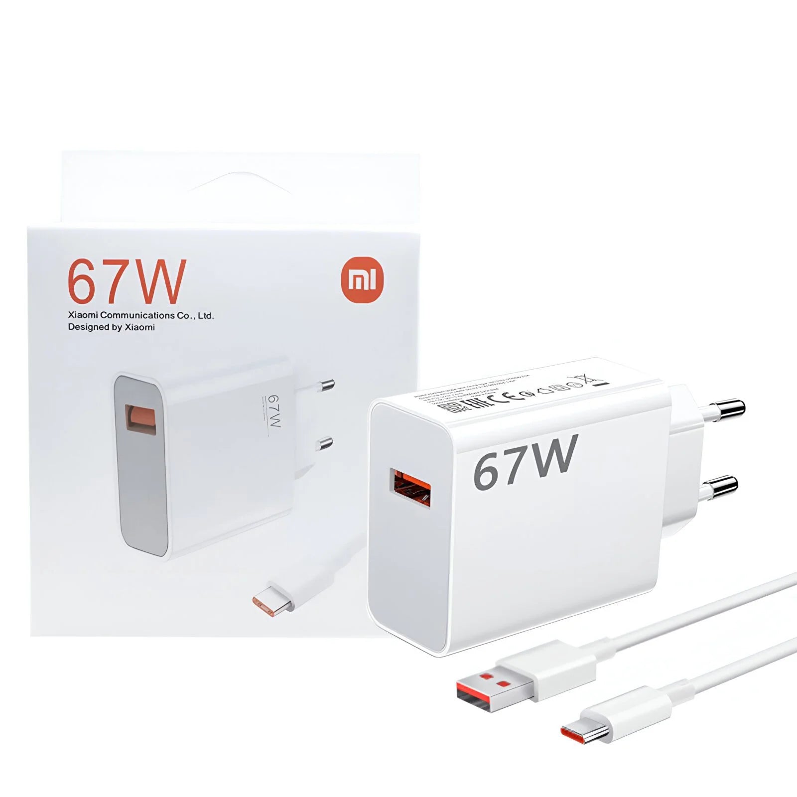 XIAOMI 67W EU Plug QC3.0 Fast Wall Charger with Cable - Quick and Reliable Charging