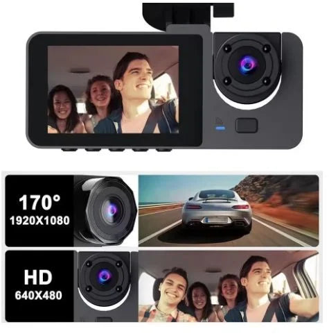 Y15 3-Channel WiFi Dash Cam – 1080P HD, Night Vision & Reverse Parking Monitor
