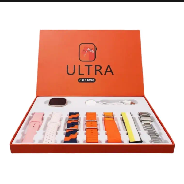 7 In 1 Ultra Smart Watch | 2.0″ Lcd | 7 Premium Straps | Bluetooth Calling | Wireless Charging | Heart Rate, Gps & Sleep Tracker – Multicolor Strap