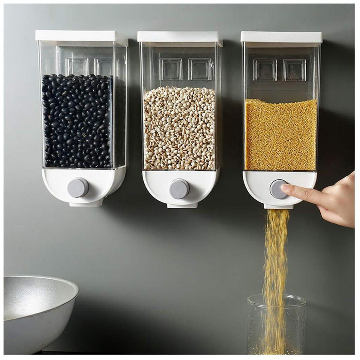 Wall-mounted Dry Food Dispensers For Organized Kitchens, Featuring Clear Containers -random Color | Food Storage Box 1500 Ml