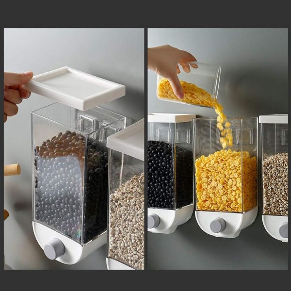 Wall-mounted Dry Food Dispensers For Organized Kitchens, Featuring Clear Containers -random Color | Food Storage Box 1500 Ml