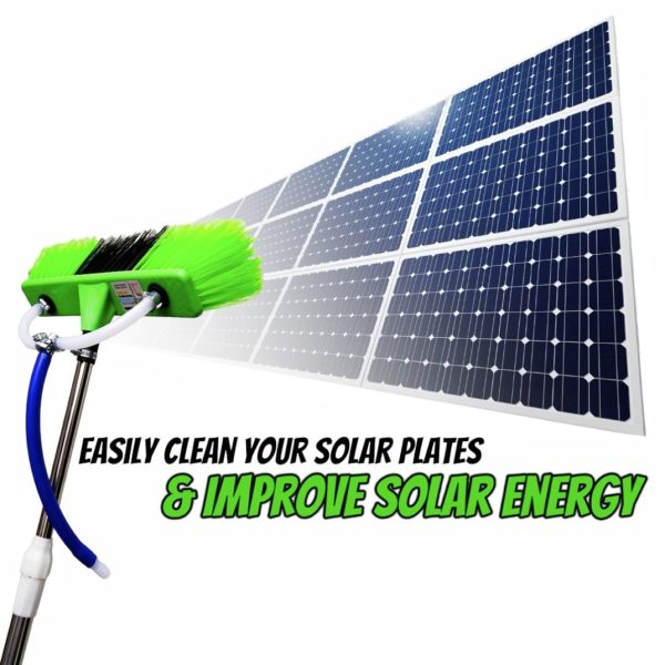6ft Extendable  Steel Solar Panel Cleaning Brush With Water Flow System Long Reach Rod, Soft Bristle Head For Streak-free, Efficient Solar Panel Maintenance | Solar Panel Cleaning Brush (without Box)