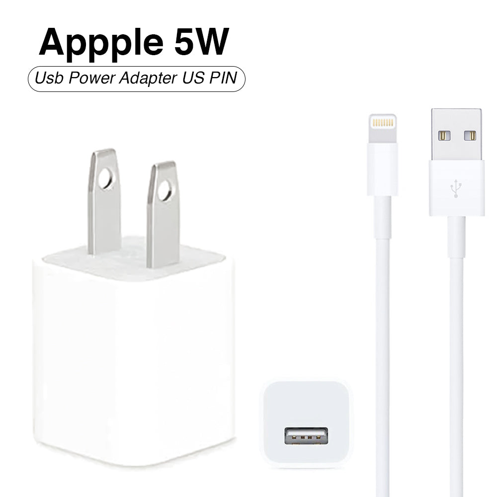 iPhone 5W USB Power Adapter with Lightning to USB Cable – US Plug