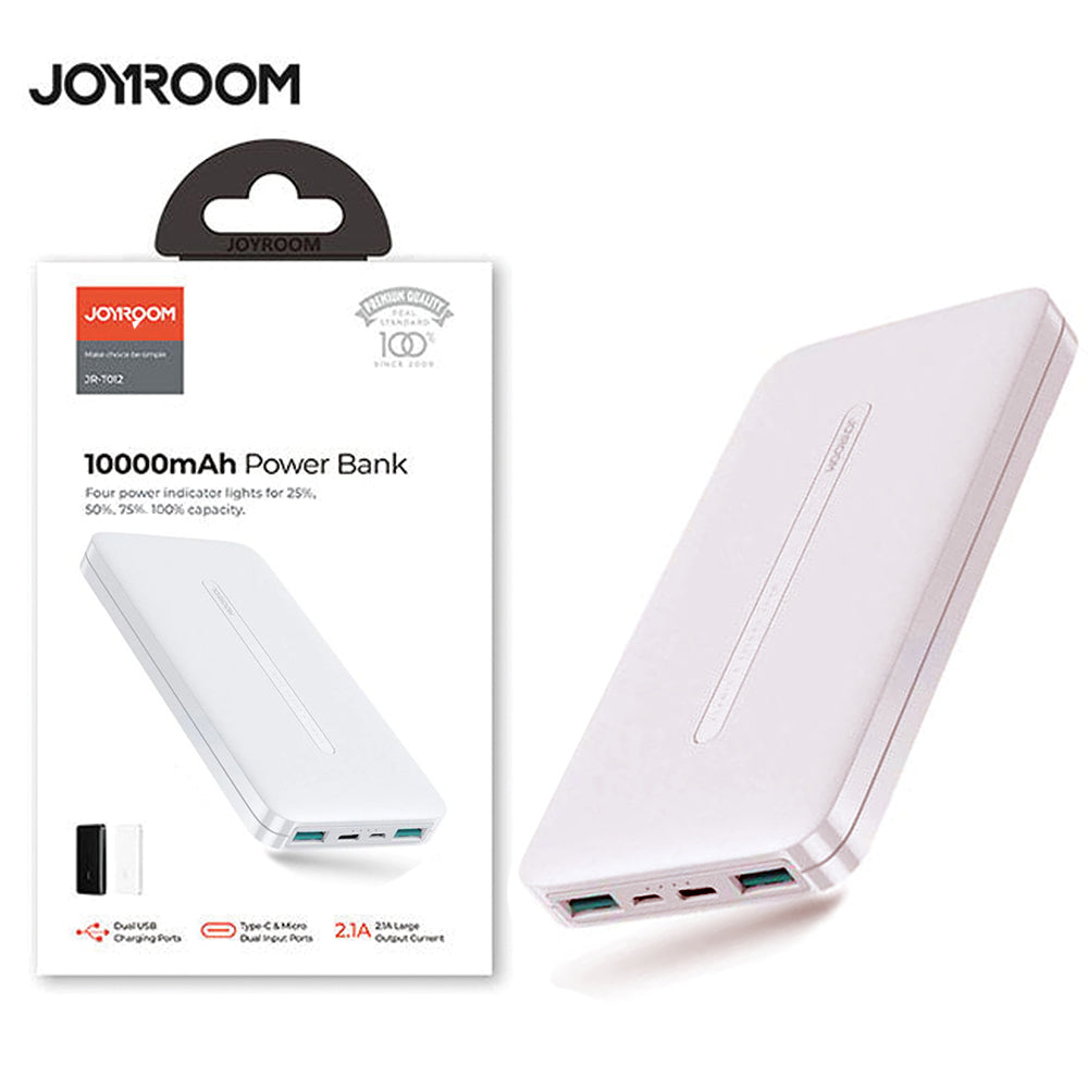 JOYROOM JR-T012 10000mAh Power Bank – White | Slim & Fast Charging