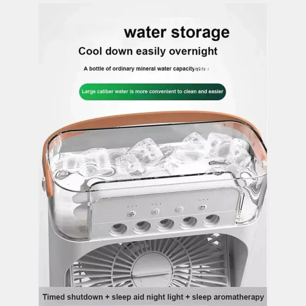 Portable Air Conditioner Fan Usb Electric Fan With Led Night Light, Fine Mist Water, And Humidifier Function | Led Night Light Water Mist – Random Color 10 Inch