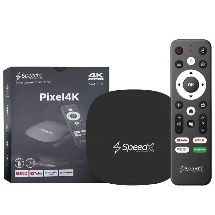SPEEDX Pixel4K X20 Plus Android 10.0 TV Box – Allwinner H313, 4K UHD, 2GB+16GB, Air Mouse with Voice Control