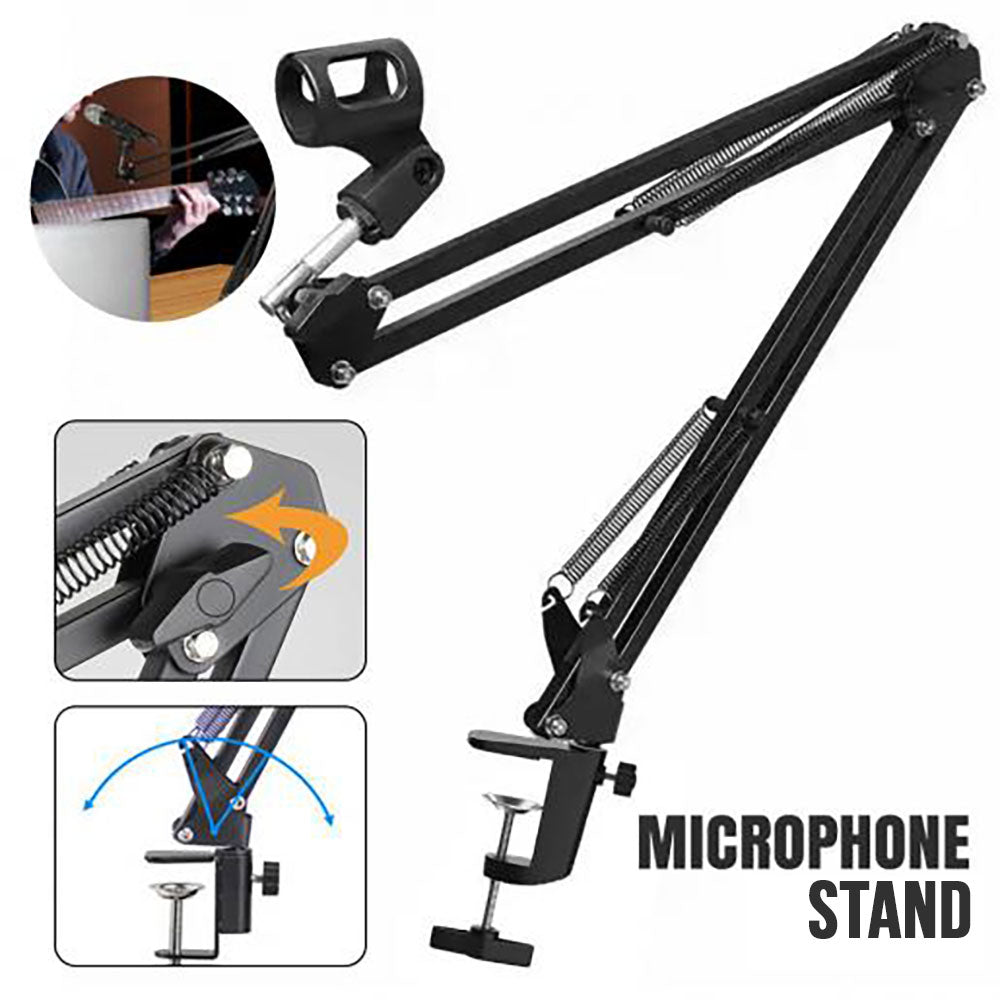 SYGA 35 Metal Cantilever Microphone Desktop Stand – Universal Adjustable Mic Arm (Black)