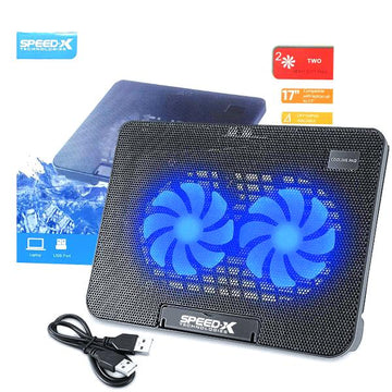 Speed-X N99 Laptop Cooling Pad – Dual Fans, LED Light, Dual USB Ports