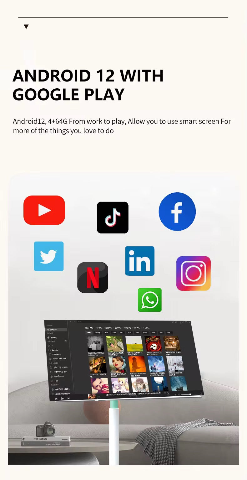 32” Rotatable Smart Touch Screen Display with WiFi & Floor Stand Ultra Thin Full HD IPS