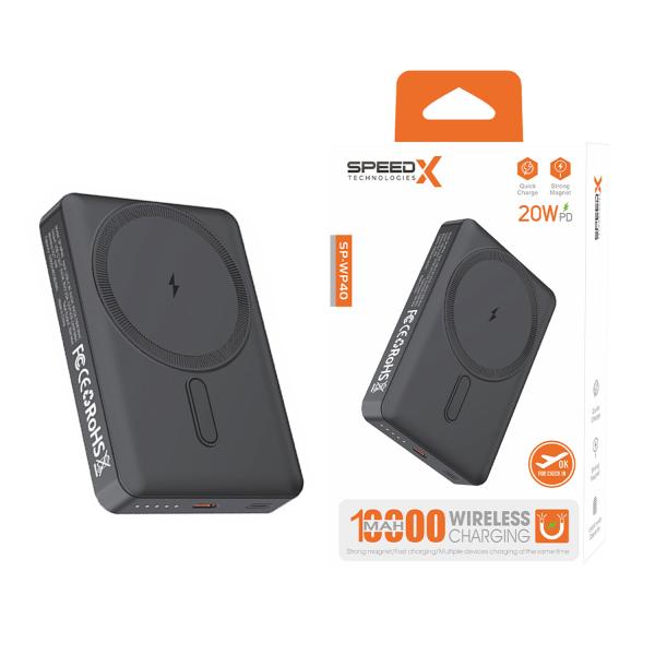 SPEED-X SP-WP40 10000mAh Magnetic Wireless Power Bank | 20W PD Fast Charging | MagSafe Compatible