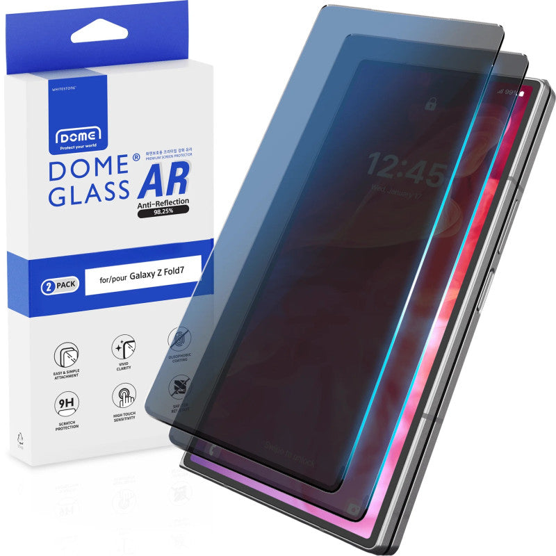 Samsung Galaxy Z Fold 7 Whitestone Dome EZ AR Privacy Glass Screen Protector – 2 Pack