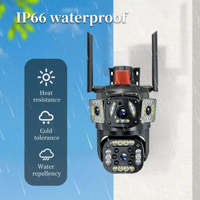 Speed-X 360 Security, 6MP Outdoor WiFi Camera | 3-Lens Color Night Vision with V380 Pro App (SPZ-803)