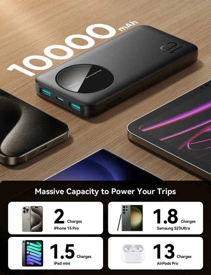 JOYROOM JR-PBF12 10000mAh LED Display Power Bank – 2.4A Fast Charging