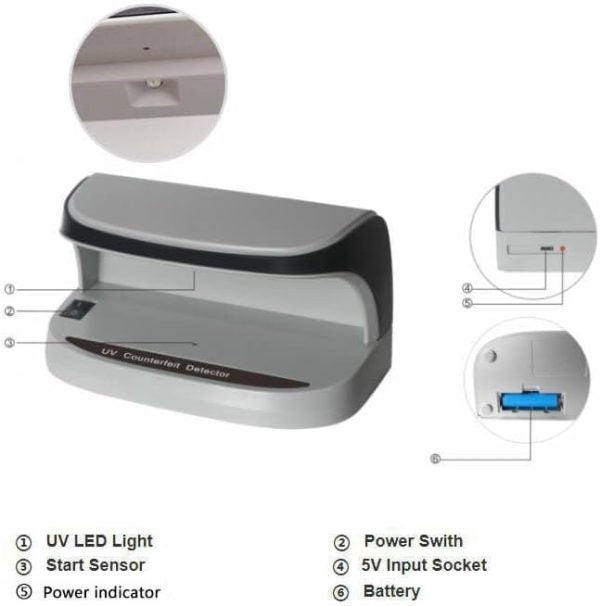 Portable Handy Small Uv Counterfeit Detector Bank Note Detector Money Checker With Battery | Note Checker | Fake Note Detector