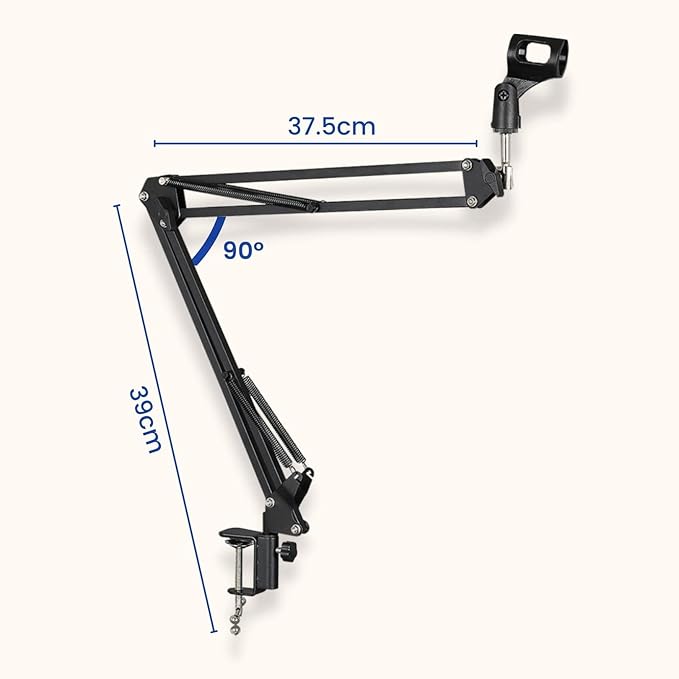 SYGA 35 Metal Cantilever Microphone Stand – Universal Desktop Boom Arm (Black)